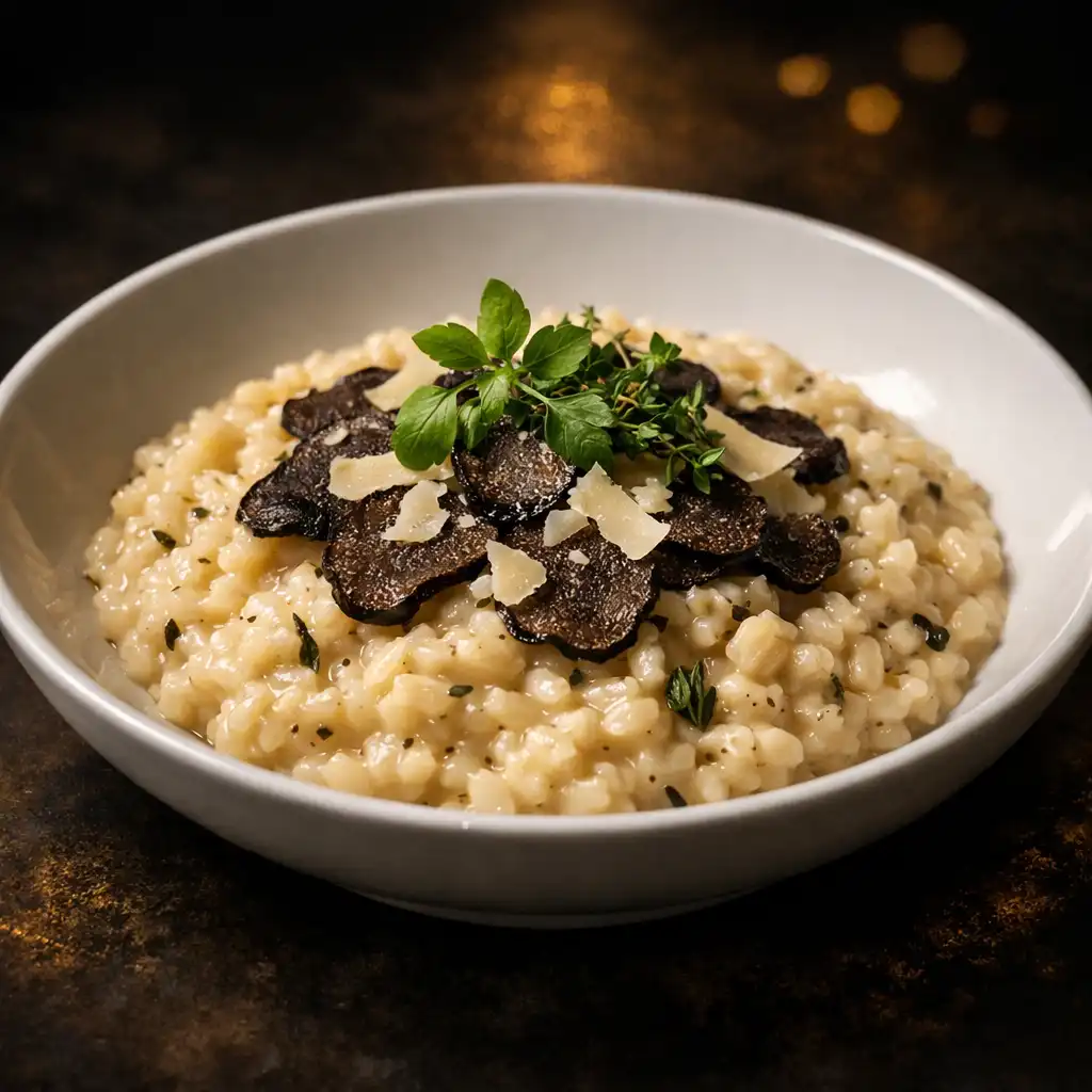 Kremowe risotto z płatkami prawdziwej trufli i parmezanem